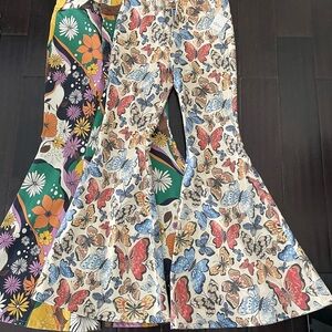 Casual Red and Blue Flared Pants with Retro Vibe